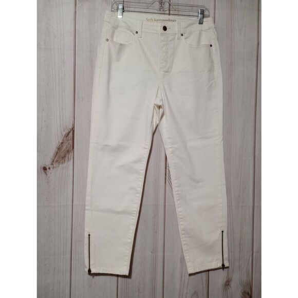 Soft Surrounding Jeans Ladies Medium Petite White Cropped - Picture 1 of 8